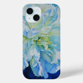 Elegante blauw witte waterverf bloempioen Case-Mate iPhone case (Achterkant)