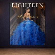 Elegante Blauwe 18e Verjaardagsfotobackdrop