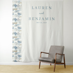 Elegante Blauwe Abstracte Bergen Wandkleed