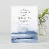 Elegante Blauwe Abstracte Waterverf ETHERISCHE bru Kaart (Staand voorkant)