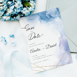 Elegante Blauwe Agate Huwelijk Save the Date Kaart