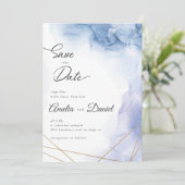 Elegante Blauwe Agate Save the Date Kaart (Staand voorkant)