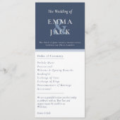 Elegante blauwe ampers en namen trouwprogramma kaa programma (Voorkant)