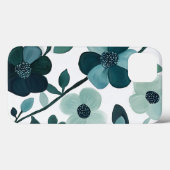 Elegante blauwe Aqua Floral Botanische Telefoonhoe Case-Mate iPhone Case (Achterkant (horizontaal))