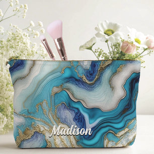Elegante blauwe aqua marmer kunst faux glitter etui