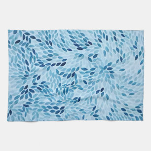 Elegante Blauwe Aquarel Bloemblaadjes Ambachtelijk Theedoek