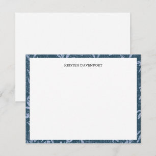 Elegante blauwe aquarel bloemenrand chic vlak notitiekaartje