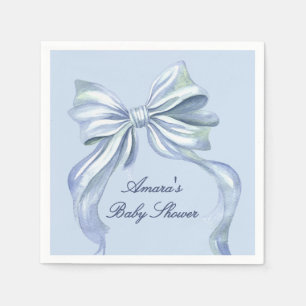 Elegante Blauwe Aquarel Strik Jongens Baby Shower Servet