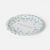 Elegante Blauwe Aquarel Wilde Bloem Papieren Bordje (Gekanteld)