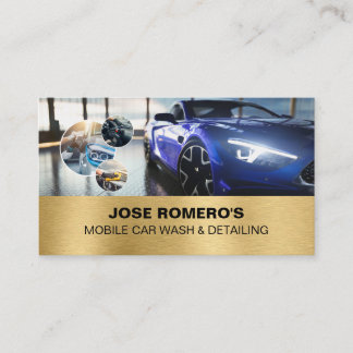 Elegante Blauwe Auto Detailing Mobiele Autowas Visitekaartje