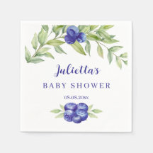 Elegante blauwe bes en groen blad Baby Shower