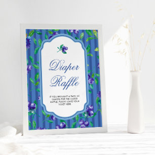 Elegante Blauwe bessen Zoete Luier Raffle Poster