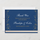 Elegante Blauwe Bibliotheek Boek Hoesje bruiloft Bedankkaart (Voorkant)