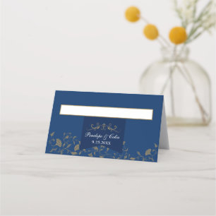 Elegante Blauwe Bibliotheek Wedding Place Cards