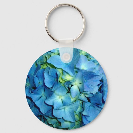 Elegante blauwe bloem bloemenhortensia sleutelhanger (Voorkant)