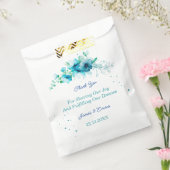 Elegante Blauwe Bloem Custom Wedding Bedankzakje (Gezegeld)