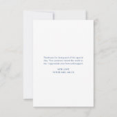 Elegante blauwe bloemblaadjes en Prosecco Vrijgeze Bedankkaart (Achterkant)