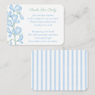 Elegante Blauwe Bloemen Baby Jongens Shower Breng Informatiekaartje
