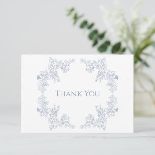 Elegante Blauwe Bloemen Begrafenis Dank u kaart
