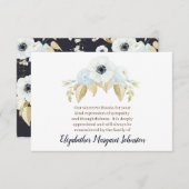 Elegante Blauwe Bloemen Begrafenis Dank u Verdiepi Bedankkaart (Voorkant / Achterkant)