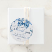 Elegante blauwe bloemen boog kalligrafie Dank u Bedankjes Labels (In situ)