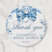 Elegante blauwe bloemen boog kalligrafie Dank u Bedankjes Labels (Voorkant)