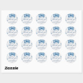 Elegante blauwe bloemen boog kalligrafie Dank u Ronde Sticker (Vel)
