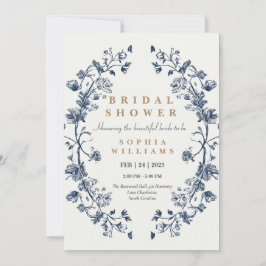 Elegante Blauwe Bloemen bruiloft douche uitnodigin Kaart