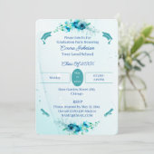 Elegante Blauwe Bloemen Custom Afstuderen Kaart (Staand voorkant)