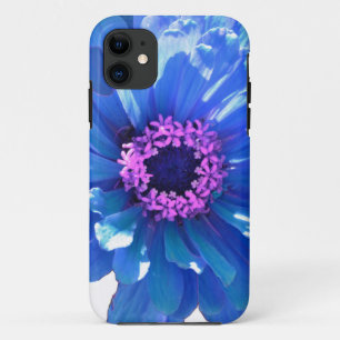 Elegante blauwe bloemen daisy zinnia dahlia iPhone 11 hoesje