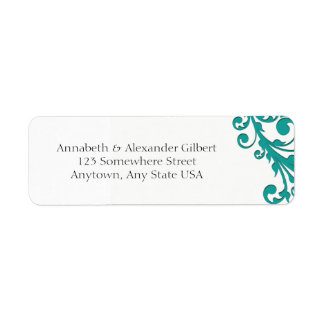 Elegante Blauwe Bloemen Etiket