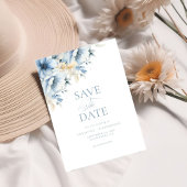 Elegante Blauwe Bloemen Geometrische Lijst Bloom W Save The Date