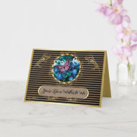 Elegante Blauwe Bloemen & Vlinder Moederdagkaart