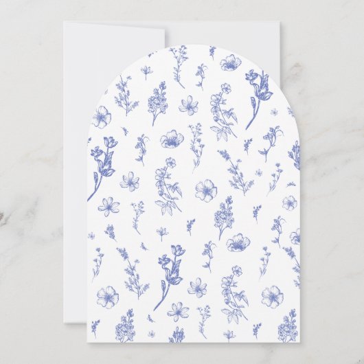 Elegante Blauwe Bloemen Wildflower Boog Wedding Kaart (Achterkant)