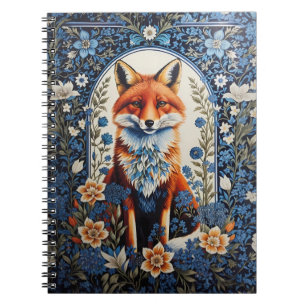 Elegante Blauwe Bloemen William Morris Geïnspireer Notitieboek