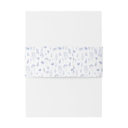 Elegante blauwe bloemenbruiloft uitnodiging buikba uitnodigingen wikkel (Achterkant Voorbeeld)