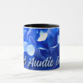 Elegante blauwe bloemenhortensia als beste tante o mok (Midden)