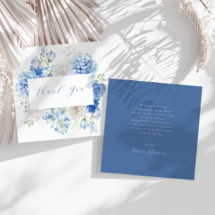 Elegante Blauwe Bloemige Bedankkaart