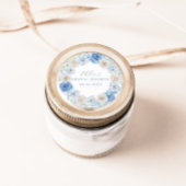 Elegante Blauwe Bloemige Bruidsdouche Ronde Sticker