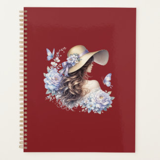 Elegante Blauwe Bloemige Dames Planner