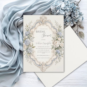 Elegante Blauwe Bloemige Hortensia Vintage Kaart