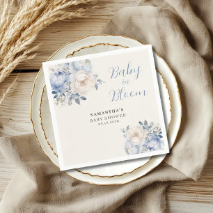 Elegante Blauwe Bloemige Jongens Baby In Bloom Sho Servet