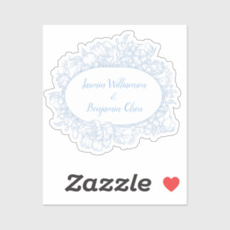 Elegante Blauwe Bloemige Open Huis Bruiloftsrecept Sticker