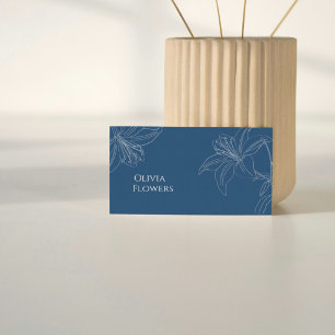 Elegante Blauwe Bloemige Visitekaart Minimalisti Visitekaartje