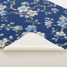 Elegante blauwe bloempatroon werpdeken