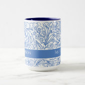 Elegante Blauwe Bloemstuk Mok (Midden)