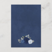 Elegante Blauwe Boho Rozen Trouwdetails QR-code Informatiekaartje (Achterkant)