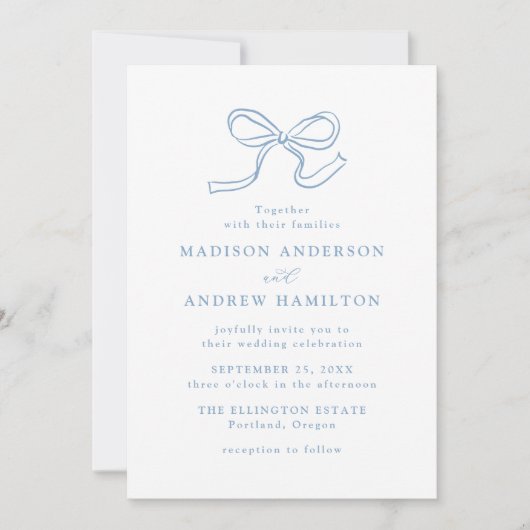 Elegante blauwe boog bruiloft kaart (Voorkant)