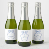 Elegante blauwe boog doop sparkling wijnetiket (Flessen)