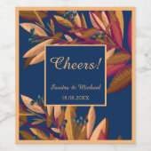 Elegante blauwe bosbessen bruiloft wijn label wijn etiket (Enkel label)